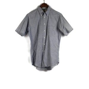 Benjamin Row Blue Men's Blended Oxford Dress Shirt Short Sleeve Medium 018